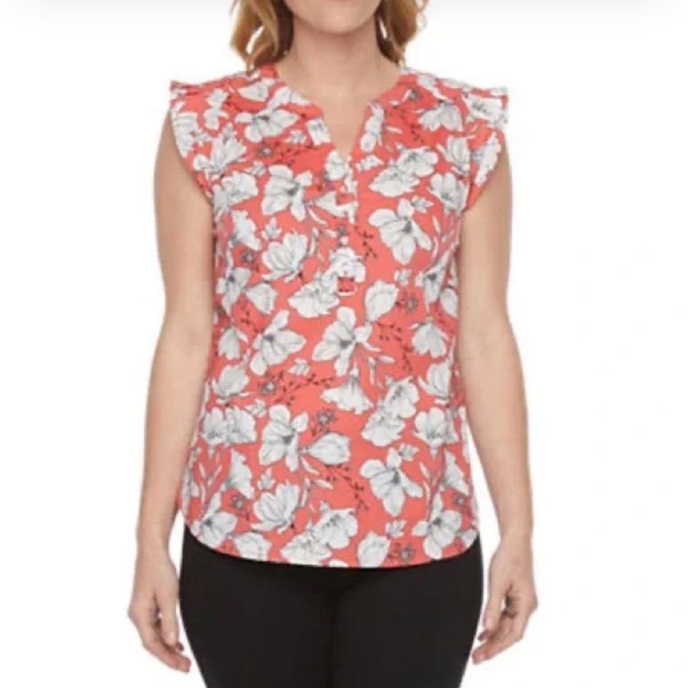 Liz Claiborne Woman’s Split Crew Neck Short Sleeve Blouse Size:S
